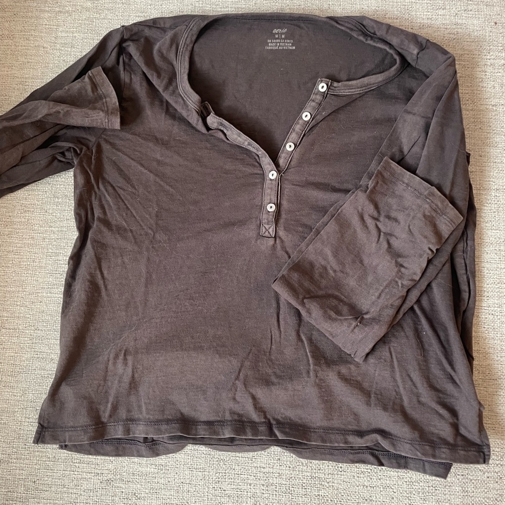 Casual Brown Long Sleeve Top